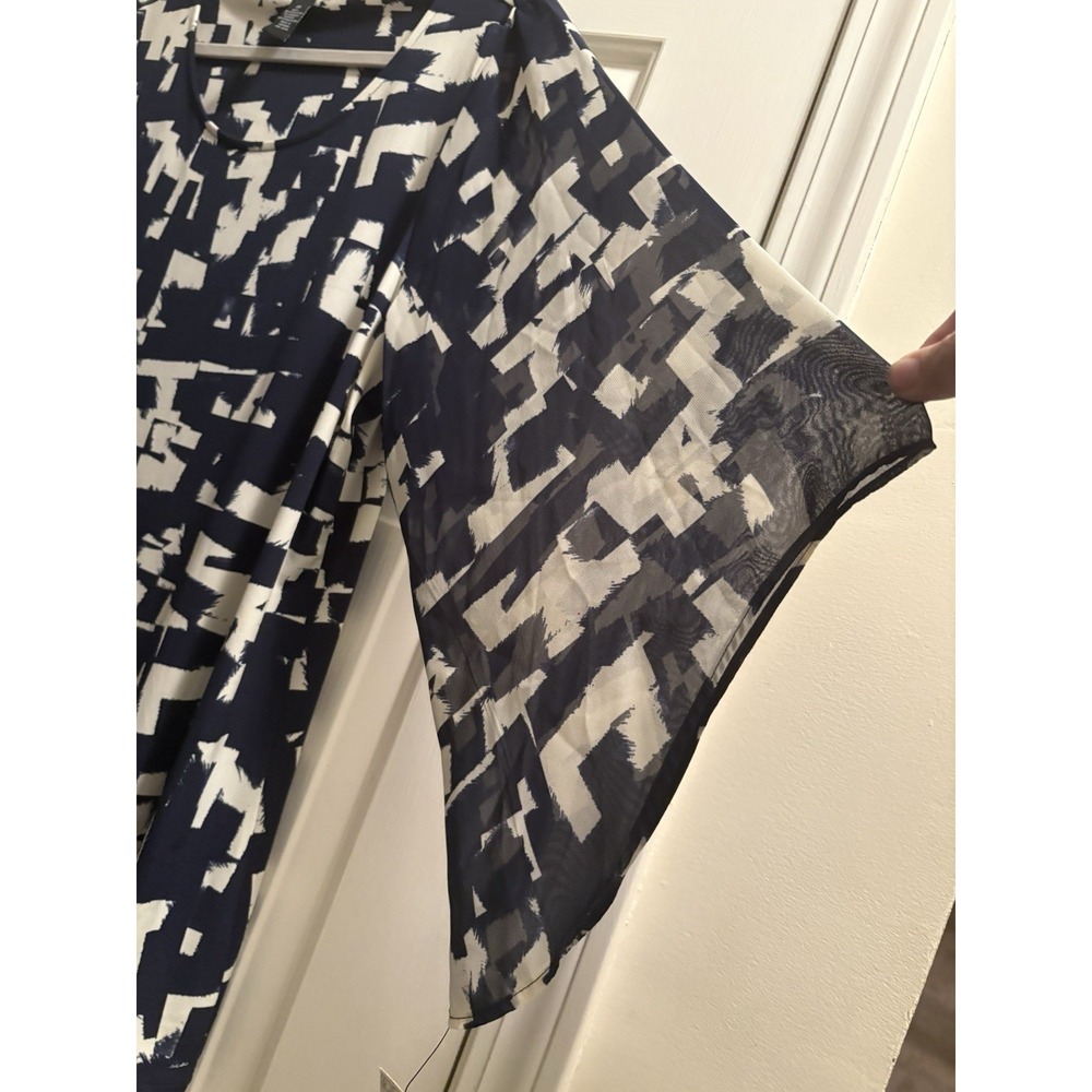 Alfani Women's 2X blouse Navy White Geometric Print NEW NWT - Picture 4 of 6